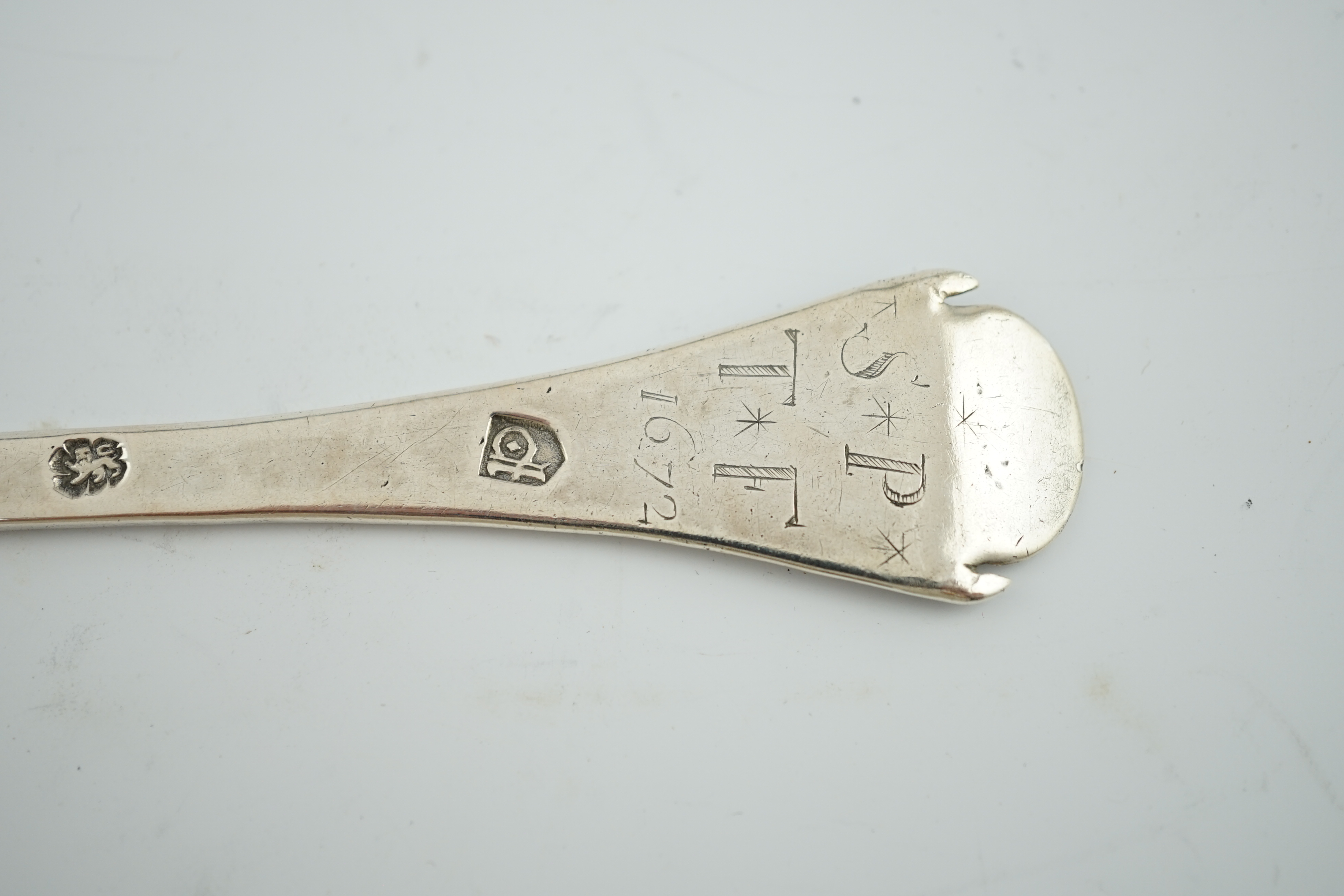 A Charles II silver trefid spoon, maker's mark GV